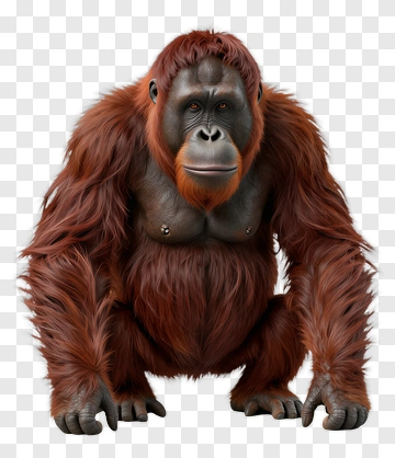 Realistic Orangutan Sitting PNG