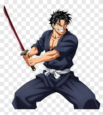 Anime Samurai Holding A Sword PNG