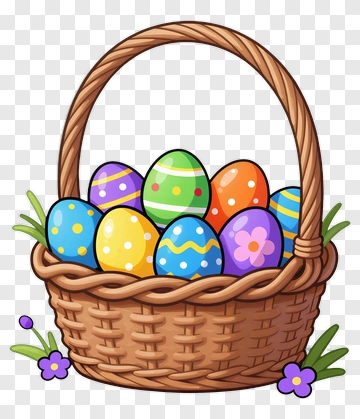 Colorful Easter Egg Basket PNG