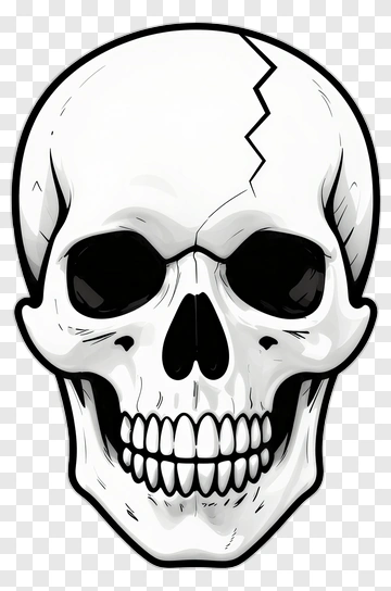Cartoon Skull With A Crack PNG