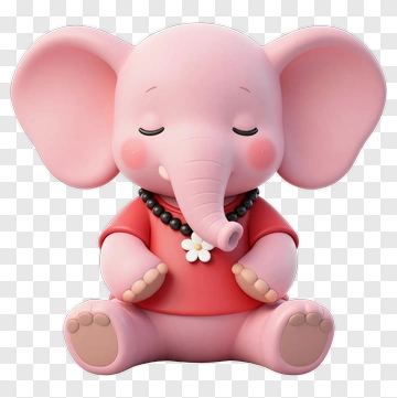 Cute Cartoon Elephant Sitting With Flower PNG