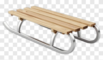 Wooden Sled With Metal Runners PNG