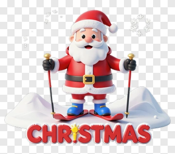 Cartoon Santa Claus Skiing For Christmas PNG