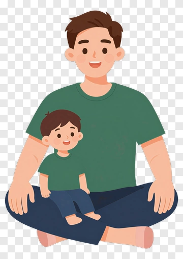 Happy Father And Son Sitting Together PNG