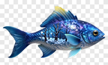 Cosmic Fish With Winter Landscape PNG