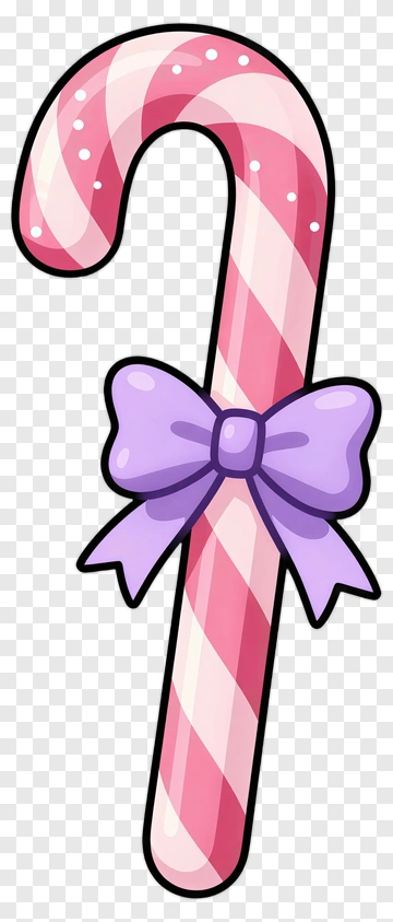 Candy Cane With Purple Bow PNG