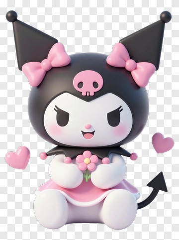 Kawaii Cat Character Holding A Flower PNG