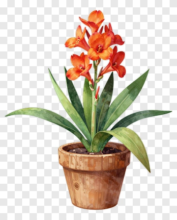Colorful Orchid Plant In A Wooden Pot PNG