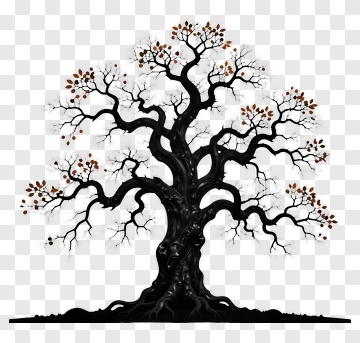 Black Tree With Brown Leaves PNG