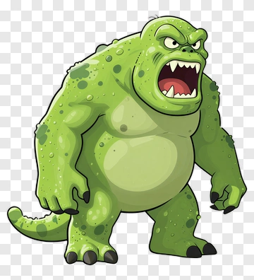 Cartoon Monster With Green Skin PNG