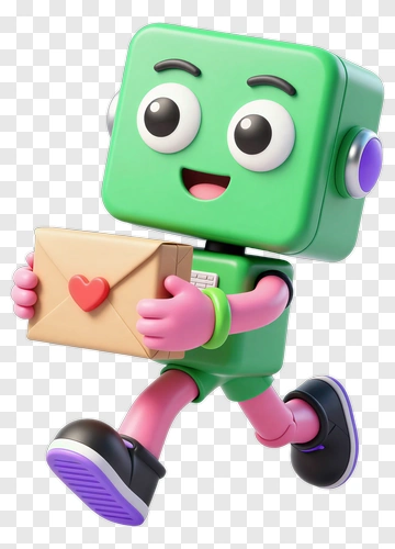 3D Robot Holding A Love Letter PNG