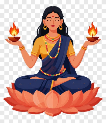 Goddess Holding Flames And Lamps PNG