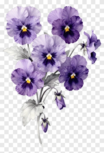 Purple Pansy Flower Bouquet PNG