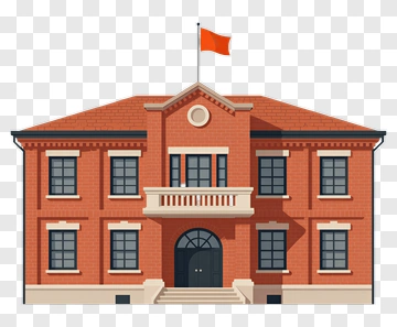 Illustration Of A Red Brick School Building PNG