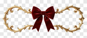 Elegant Gold Frame With Red Bow PNG