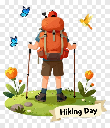 Hiking Day With Cartoon Hiker PNG