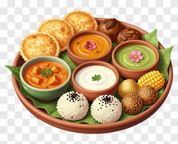 Colorful Indian Food Platter With Various Dishes PNG