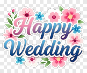 Happy Wedding Floral Design PNG