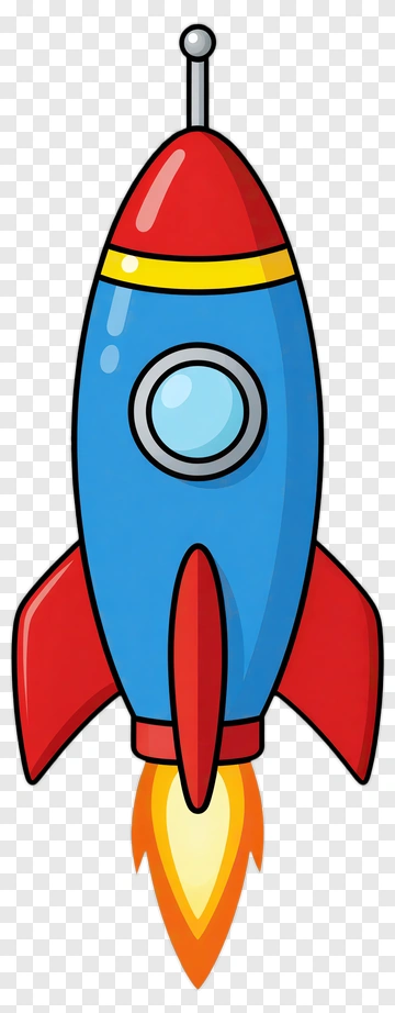 Cartoon Rocket With Flames PNG