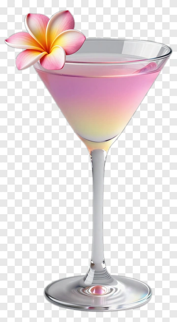 Colorful Cocktail With Flower Garnish PNG