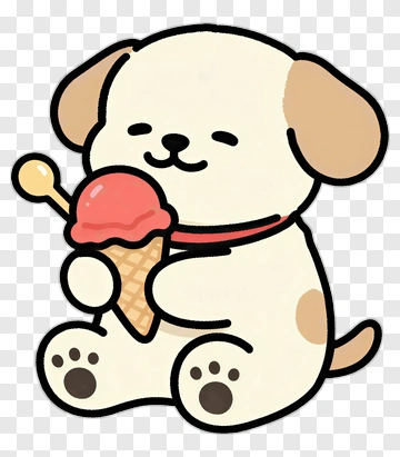 Cartoon Dog Holding An Ice Cream Cone PNG