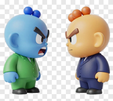 3D Cartoon Characters Facing Each Other PNG