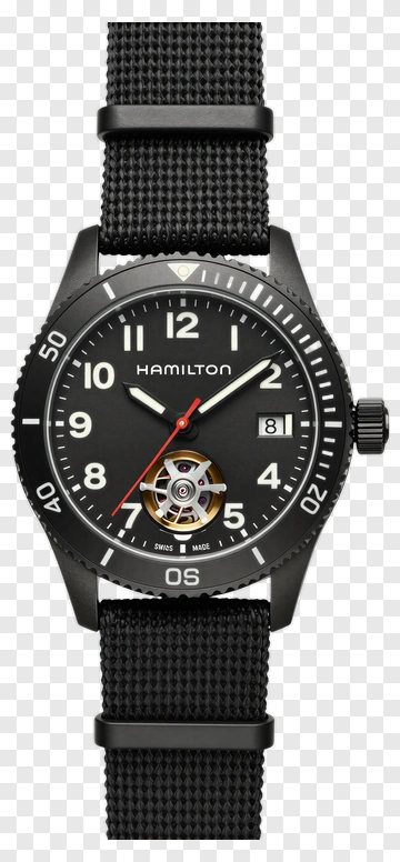 Hamilton Black Watch With Automatic Movement PNG