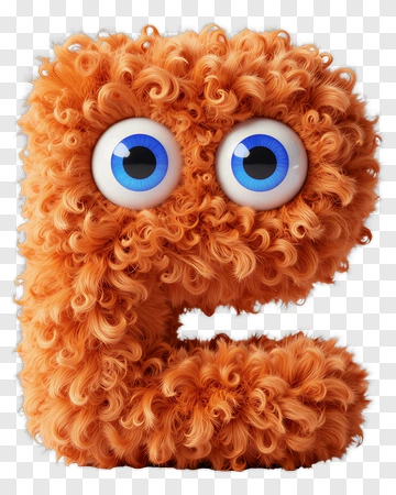 Fuzzy Number Three Character PNG