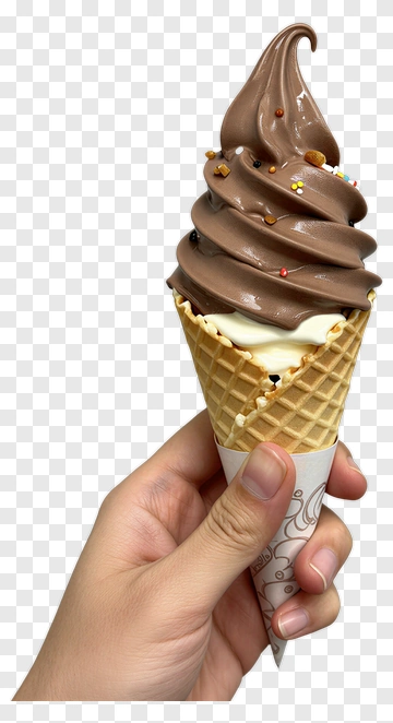 Chocolate Soft Serve Ice Cream Cone PNG