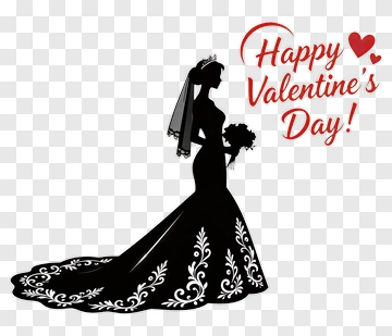 Bride Silhouette With Valentine's Day Greeting PNG
