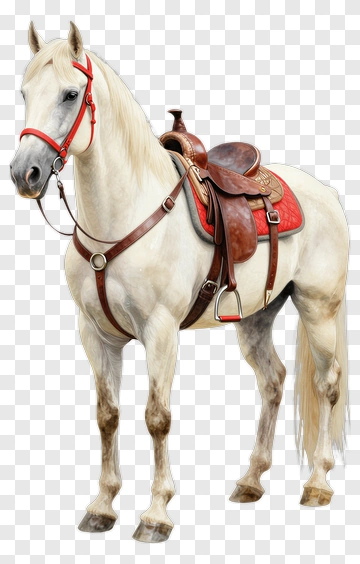 White Horse With Saddle PNG