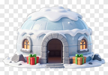 Cartoon Igloo With Christmas Gifts PNG