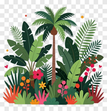 Colorful Tropical Plant Arrangement PNG