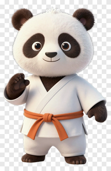 Cartoon Panda Wearing A Karate Gi PNG