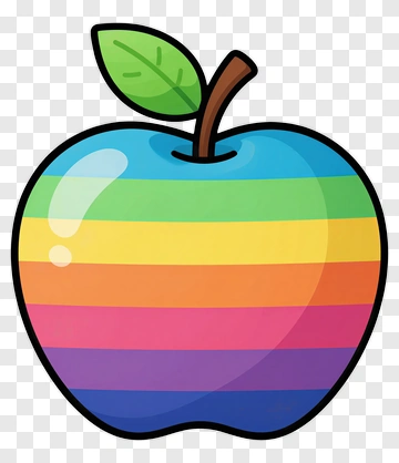 Colorful Cartoon Apple PNG