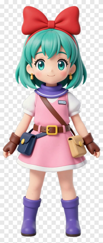 3D Character With Bow And Colorful Outfit PNG