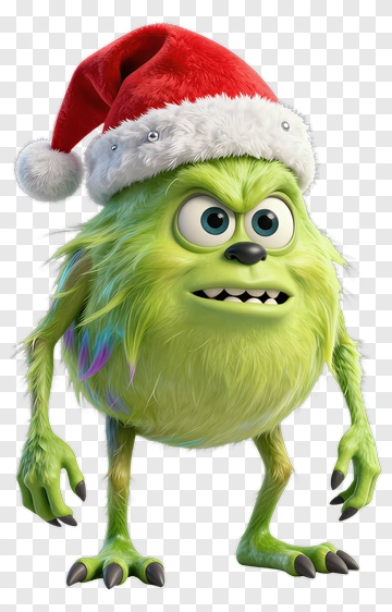 Cartoon Monster Wearing A Santa Hat PNG