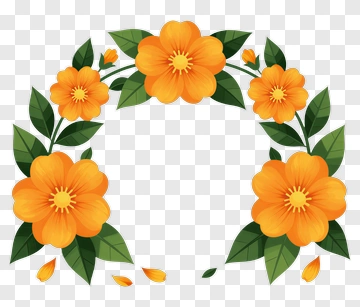 Orange Floral Wreath PNG