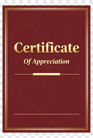 Certificate Of Appreciation PNG