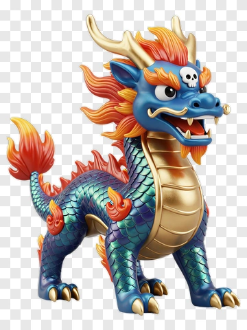 Colorful Cartoon Dragon With Skull PNG