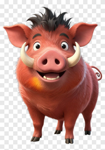 Cartoon Boar Character Smiling PNG