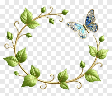 Butterfly And Leaf Wreath PNG