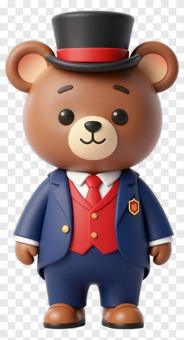 Cartoon Bear In A Suit With A Top Hat PNG