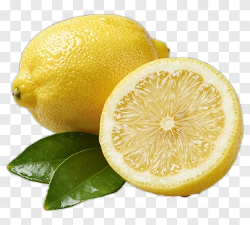 Fresh Lemon With Leaves PNG