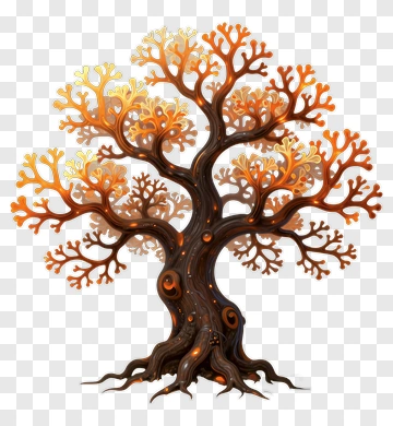 Colorful Tree With Orange Leaves PNG