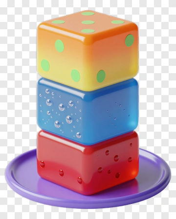 Colorful Stacked Gelatin Cubes On A Plate PNG