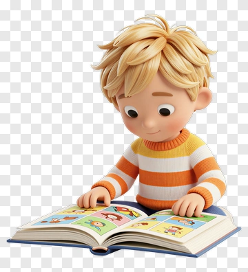 Child Reading A Picture Book PNG