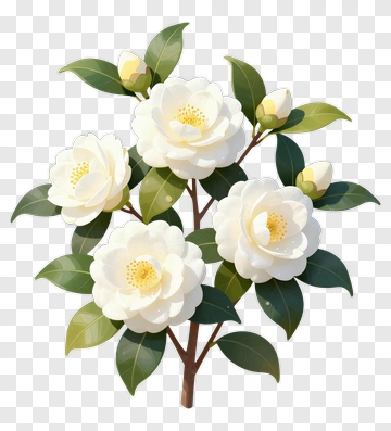 White Flower Bouquet With Green Leaves PNG