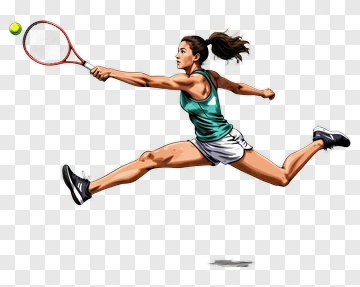 Tennis Player Jumping To Hit A Ball PNG