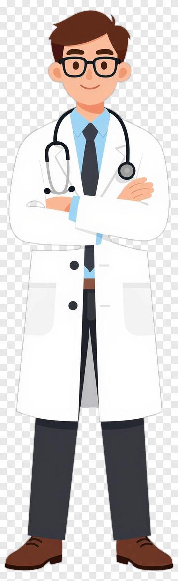 Cartoon Doctor Standing With Arms Crossed PNG